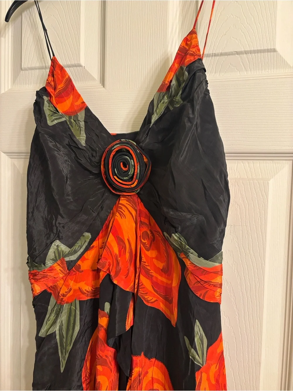 FARM Rio Black & Vivid Orange Floral Dress with Rosette - Picture 10 of 12